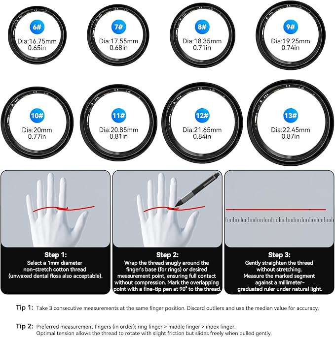 Smart Fitness and Activity Ring for Men and Women - Track Heart Rate Stress Sleep Steps and Blood Oxygen, 10ATM Waterproof Fitness Tracker for iPhone and Android, No Subscription Fee, Size 13