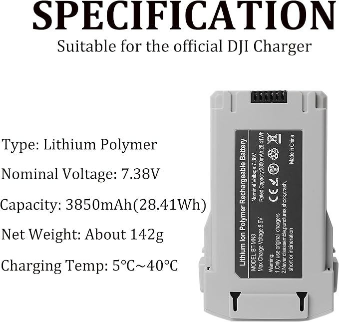 Mini 3 Series Intelligent Flight Battery Plus for DJI Mini 4 Pro/Mini 3 Pro/Mini 3 Extended 3850mAh Drone Replacement Battery Max.47 Mins Long Time Flying for BWX162-3850-7.38
