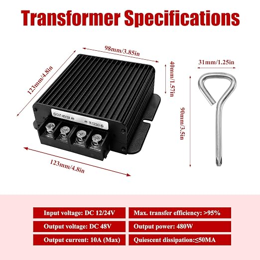 480W Dc-Dc 48V 10A Power Converter 12V/24V to 48V Step-Up Transformer - Shockproof and Dustproof/Providing Screwdriver - Used for Solar, Industrial, Electric Vehicle Chargers (Overload Protection)