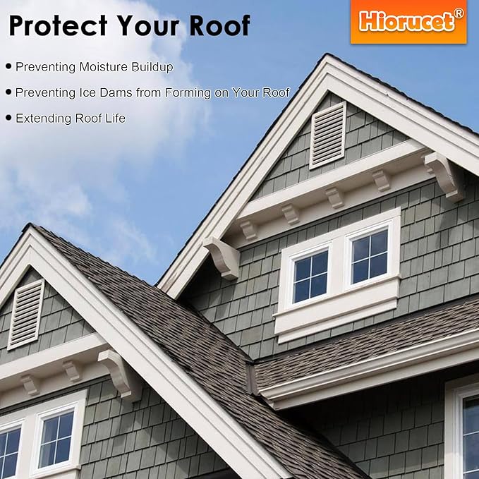 Hiorucet Upgraded 15 Inch Exhaust Fan, 1600CFM 2400 SQF Low Noise Gable Vent Attic Fan with Adjustable Thermostat, 14 Inch Blade and Permanently Lubricated Motor, 1050RPM Gable Mount Fan.