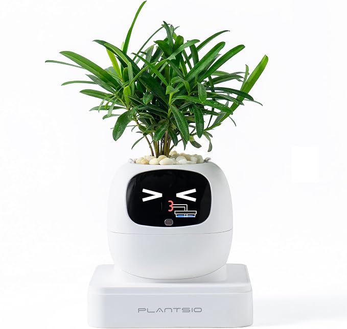 PLANTSIO Ivy Interactive AI Desk Companion, Smart Plant Pet with 100+ Expressions, Cute Indoor Planter for Office Decor, Unique Gift for Plant Lovers & Coworkers(Ivory)