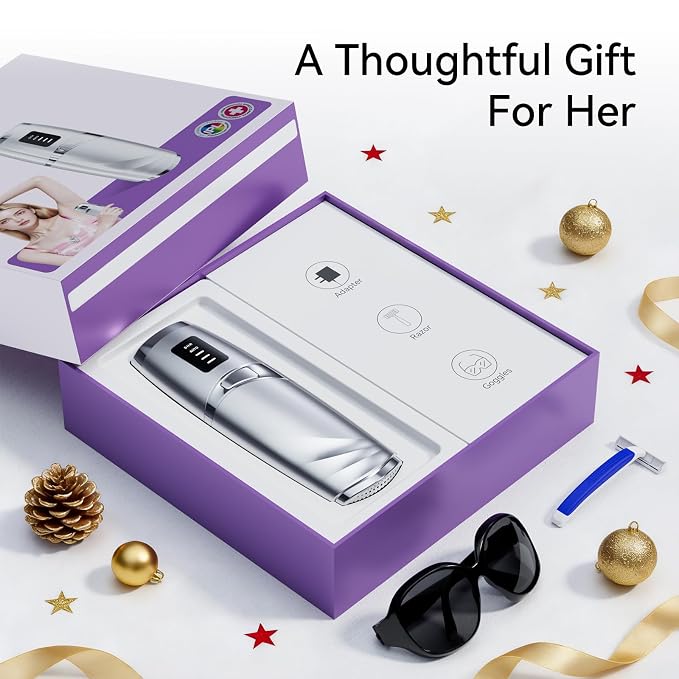 Laser Hair Removal LIJAI IPL Hair Removal Device for Women & Men, 999,999 Flashes Painless Long-Lasting Results, at Home Hair Removal in 8mins for Armpits Legs Arms Bikini Line, Silver