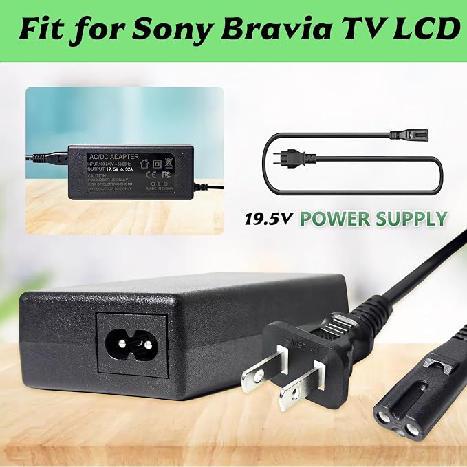 19.5 Volt for Sony tv Power Cord KDL-55W805C, KD-55X720E, KDL-55W800C, XBR-43X800E, XBR-43X800D, XBR-49X800E, XBR-49X800D, XBR-55X850D, and KD-43X720E TV Power Supplies Perfect Replacement to