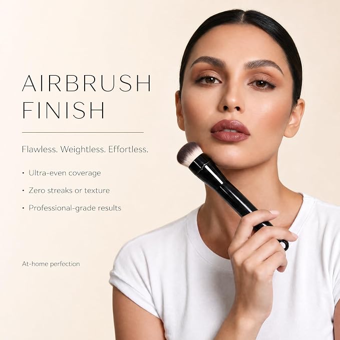 360° Electric Rotating Makeup Brush Set, 5 Vegan Brush Heads, Rechargeable Blending Face Brushes For Foundation, Blush, Powder, Bronzer, Contour, Highlight & Airbrush Finish, Flat Kabuki Brush