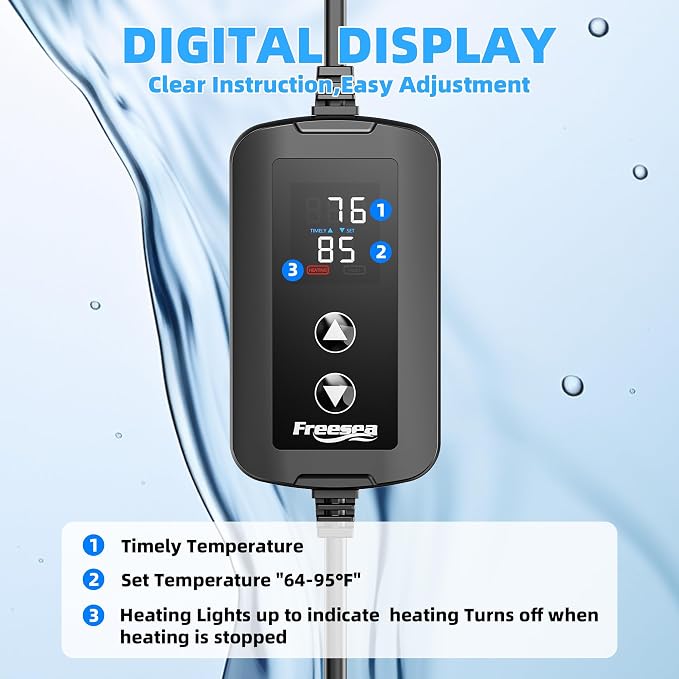 FREESEA Automatic Fish Feeder and 100W Submersible Aquarium Heater for Fish Tank