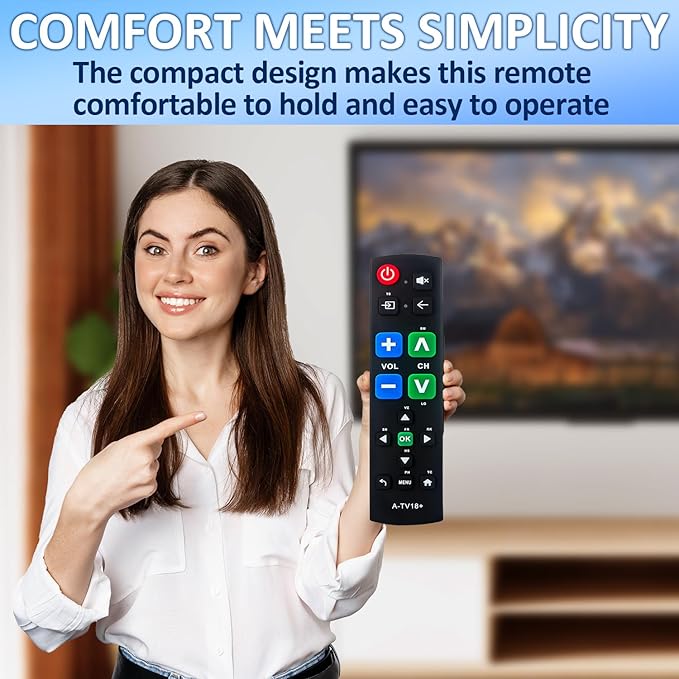 Big Button Universal Remote for All TV Remote, for All Samsung/LG/VIZIO/Sony/Hisense/Philips/Panasonic TVs and More