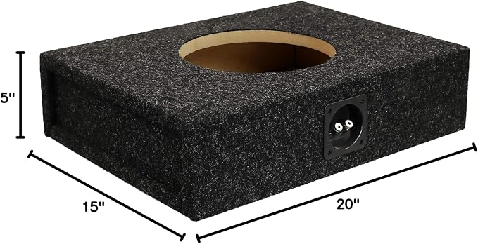 Bbox 10" Single Sealed / Shallow Mount Subwoofer Enclosure Boxes & Enclosures - Pro Audio Tune - Premium Subwoofer Box Improves Audio Quality, Sound & Bass - Nickel Finish Terminals