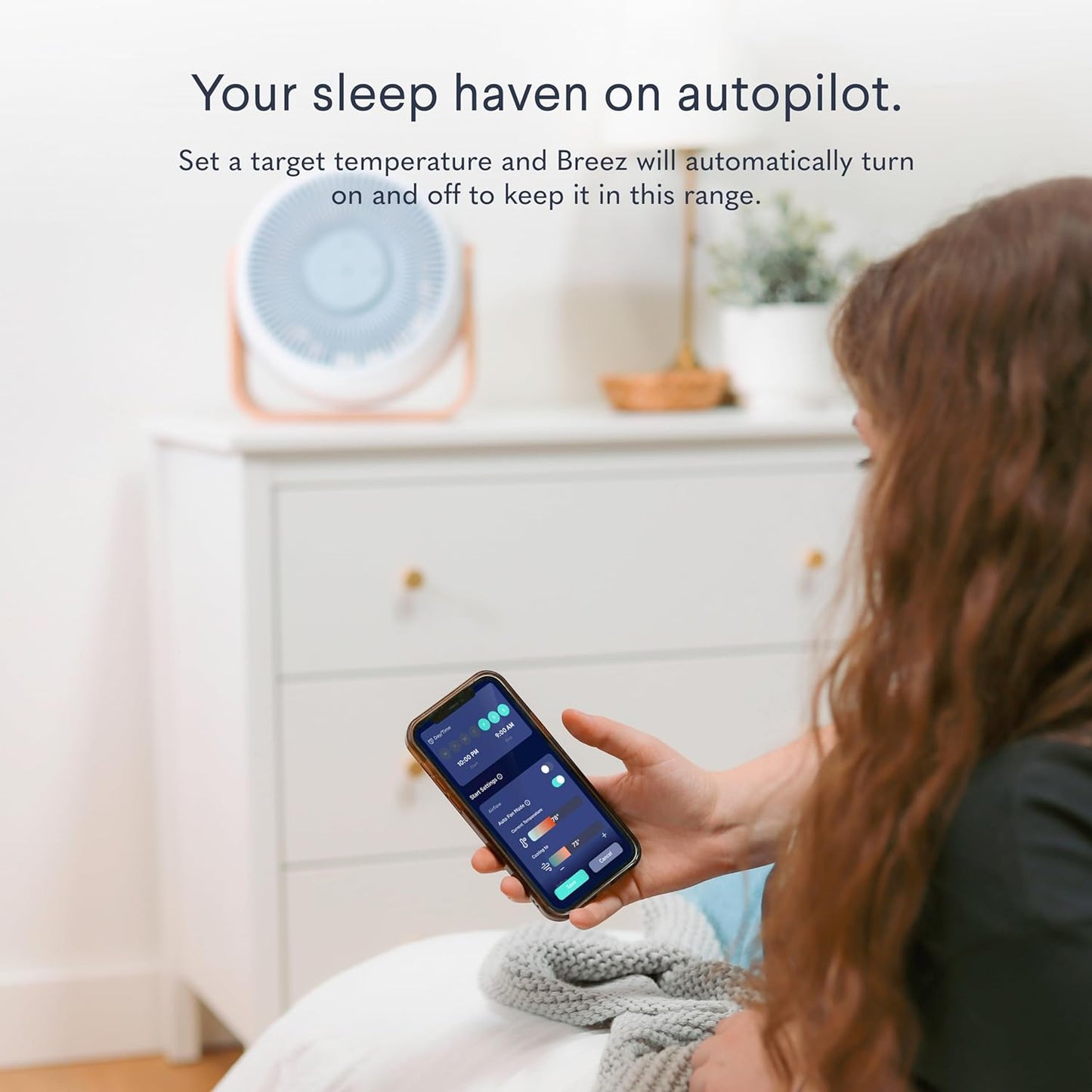 SNOOZ Breez 2-in-1 Smart Bedroom Table Fan & White Noise Machine - Smooth, Powerful Air - Adjustable White Noise - Remote Control, Scheduling, & Smart Features via App