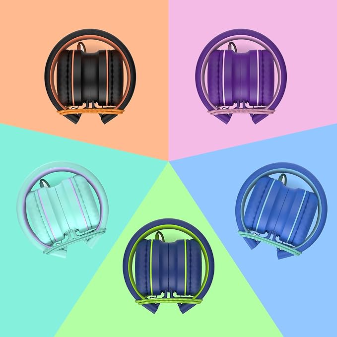 AILIHEN Kids Headphones Bulk 10-Pack for K-12 School Classroom, On-Ear Wired Headset with Microphone for Students Children with 93dB Volume Limited, 3.5mm Jack for Chromebooks Tablets Laptop Computer
