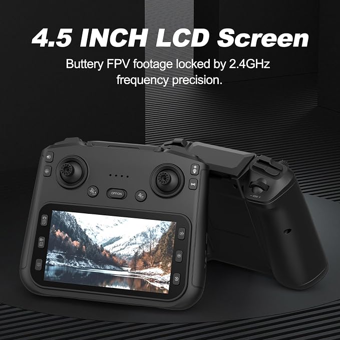 F180 Drones with 4K Camera Adults 4.5" LCD RC Screen, Follow Me Professional Drone GPS Auto Return Home, 5GHz FPV Real-Time RC Quadcopter Dron for Beginner, SD Card, Long Flight Time Under 249g | drone with camera