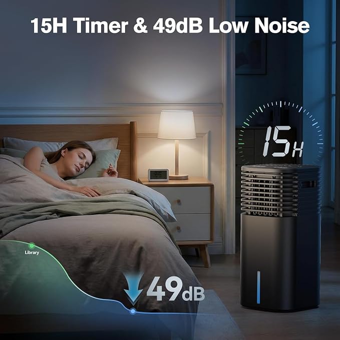 3-IN-1 Portable AC Unit with Remote, 24" Windowless Portable Air Conditioner, 15H Timer & 120ยฐOscillation, 2-Gal Tank, 3 Modes & 3 Speeds, Ultra-Quiet Ventless Swamp Cooler for Home Office, Inky
