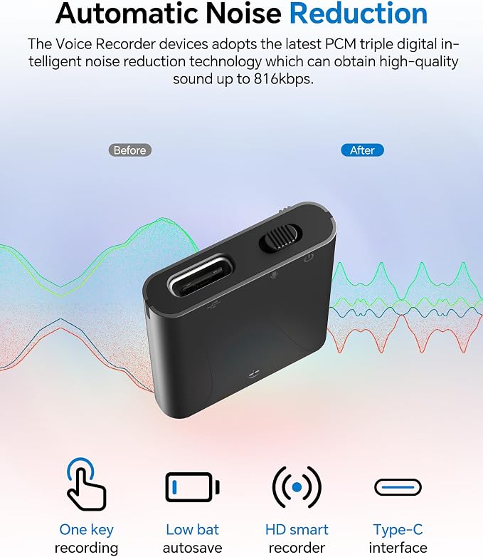 yvn 128GB Digital Voice Recorder - Voice Activated Recorder with Playback, Audio Recording Device for Lectures Meetings, USB C Dictaphone Sound Tape Recorder