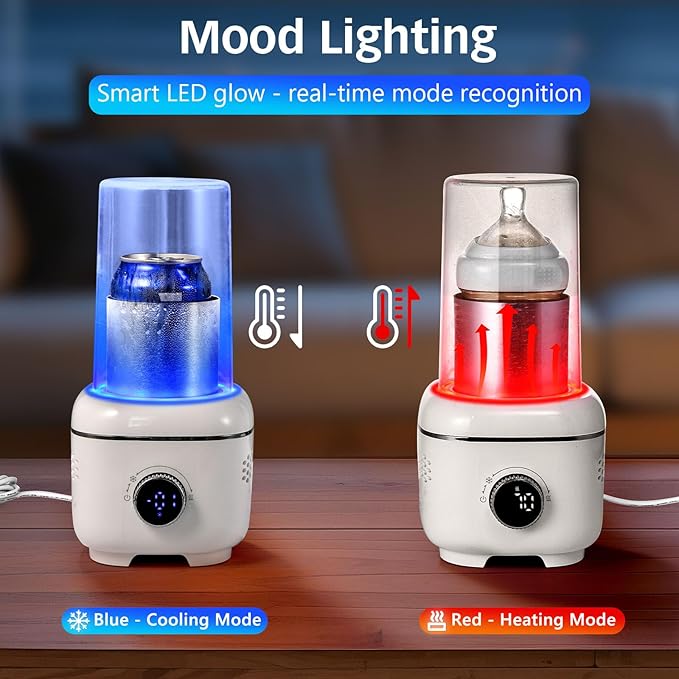 Coffee Warmer with Mood Light,Tea Warmer with Thermal Cover, 2-in-1 Coffee Mug Warmer for Desk(Cooling&Heating),Electric Coffee Mug Warmer for Coffee Tea Juice Yogurt -White