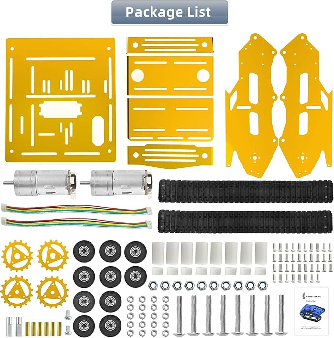 Tank Car Chassis with Encoder Motor, Shock Absorbing Robot Chassis Full-Metal Robotic Moving Platform Track for RaspberryPi Arduino Jetson Microb DIY Maker Smart Robot Car Learning Kit