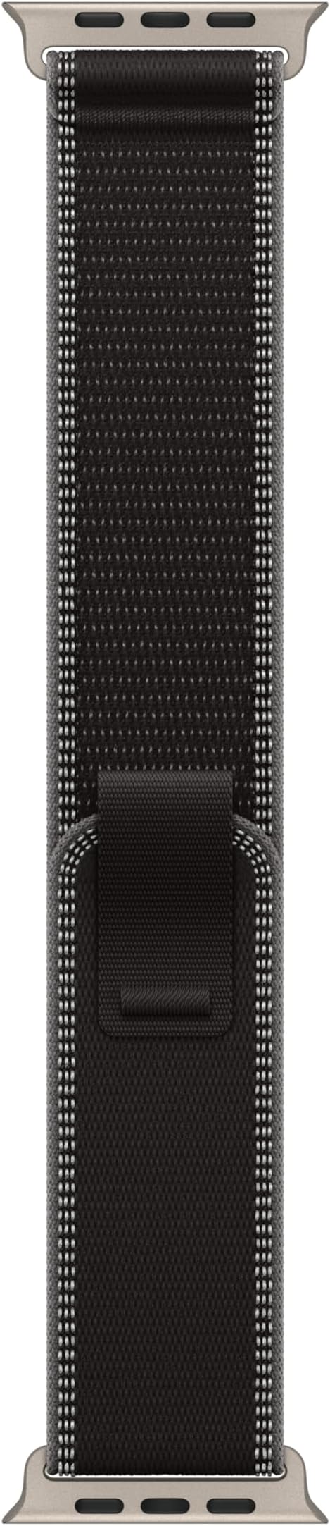 Apple Watch Band - Trail Loop - 49mm - Black/Charcoal - M/L - Natural Titanium Finish