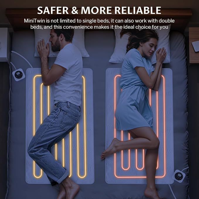 MINI Twin Size Electric Heated Mattress Pad - Bed Warmer with Memory & Preheat Functions, 12 Heat Settings Single Control for 1-12 Hours Auto Off, Lighted Button
