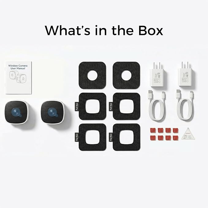 3K No Drill Window Camera, 2Pack Indoor Window Security Cameras with Color Night Vision for Home Security, 2.4G&5G WiFi, Motion Detection, Work w/Alexa&Google Assistant, Anti-Glare, Anti-Reflection B1