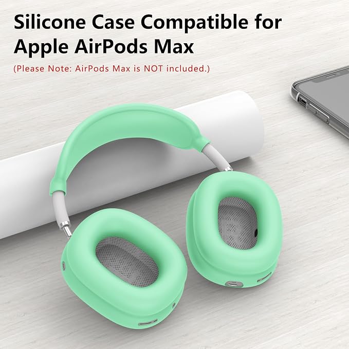 Silicone Case Cover for AirPods Max Headphones, Ear Pad Case Cover/Ear Cups Cover/Headband Cover for AirPods Max 2/1 (2026/2024/2020)(USB-C/Lightning), Accessories for Apple AirPods Max 2, Light Green