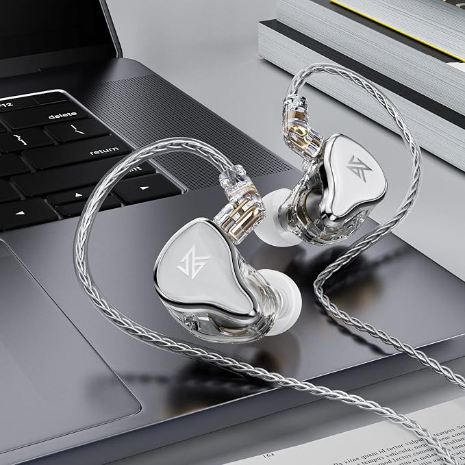 KZ ZAS in Ear Monitor Earphone 7BA+1DD 8 Unit Hybrid Technology IEM Headphones Noise Isolation, 8 Core Cable 3.5mm Jack Wired Earbuds (No Mic, White)