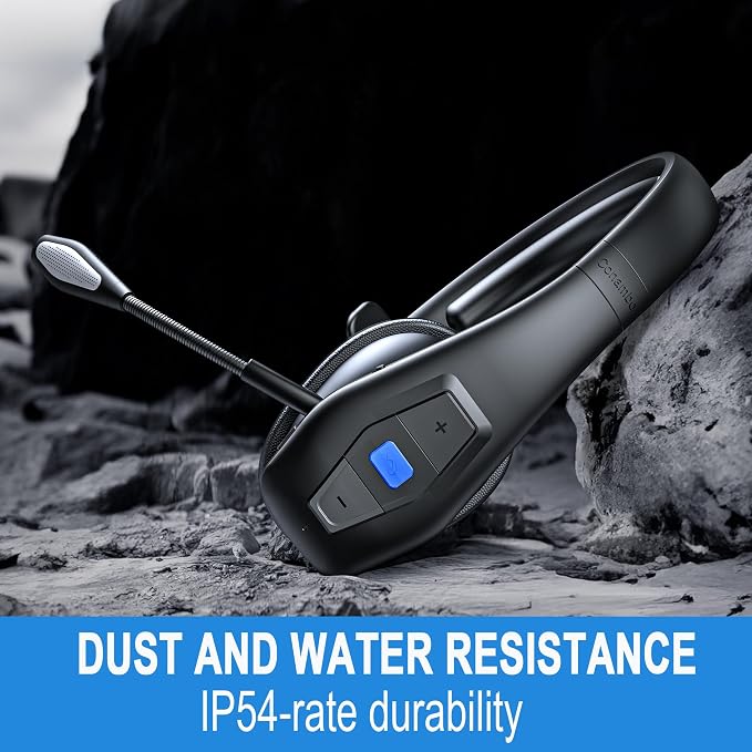 CONAMBO JBT100 Trucker Bluetooth Headset with Dual Mic Noise Canceling, CVC8.0, Mute Button, 60Hrs Battery Wireless Headset, On Ear Headphone for Cell Phones Business Home Driver Office Work