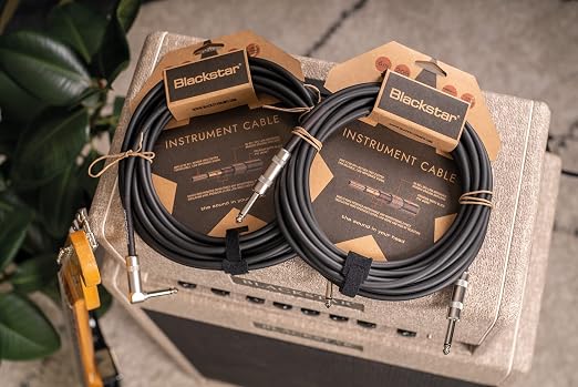 Blackstar 6m (20ft) Instrument Cable Straight ¼” Jack to Straight ¼” Jack for Bass/Electric Guitar/Electro-Acoustic/Keyboard/Amp (BSCABLESTD20FTSS)