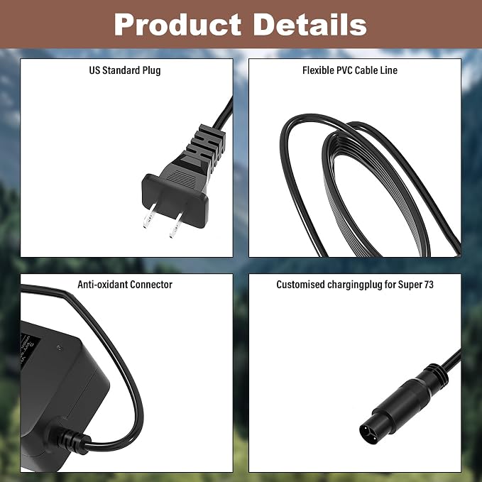 54.6V Charger for Super 73 ZX/S2/RX/Z S R Adventure Series Compatible with Super 73 48V Li-ion Battery Power Adapter Cord