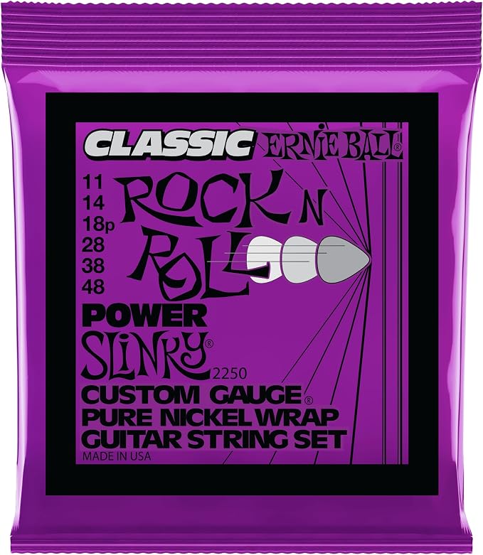 Ernie Ball Power Slinky Classic Pure Nickel Electric Guitar Strings, 11-48 Gauge (P02250)