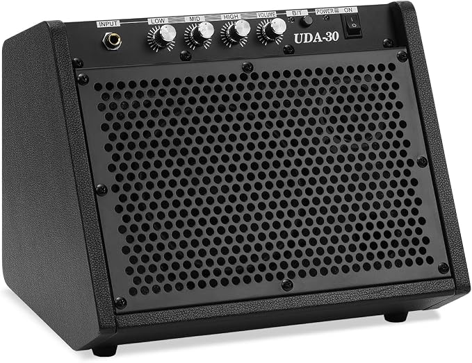 Electric Drum Amplifier 30W Wireless Drum Speaker with 3-Band EQ, Portable E Drum Amp for Electronic Drum Set, Guitar & Keyboard, Compact Practice Amp for Home Studio