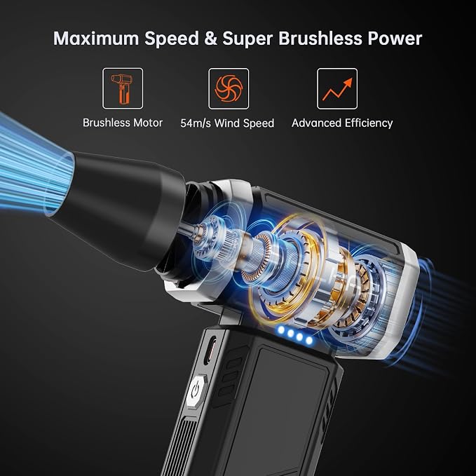 Powerful Turbo Fan 300000RPM, Handheld Office Duster Blower Replaced Can of Air, Rechargeable Durable Fan Cleaner for PC Gamers, Barber, Carpenter, Laptop, Computer Accessories & Snow Removal