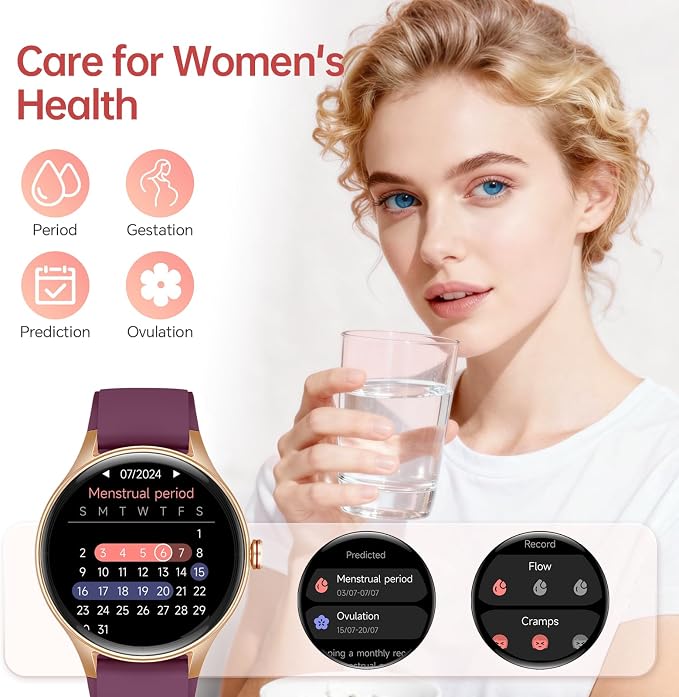 Woneligo Smart Watch for Women,1.57inch AMOLED Touchscreen Fitness Watch for iPhone & Android,Heart Rate/Sp02/Sleep Monitor,110+ Sport Modes IP68 Waterproof Bluetooth Calls (Purple, 1.57)