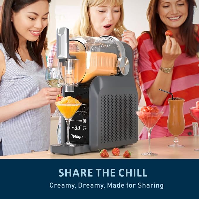 Slushie Machine, 88oz Frozen Drink Maker with 7 Preset Programs, No Ice Required for Frozen Margaritas, Slushies, Frappés and Milkshakes, Mist Gray