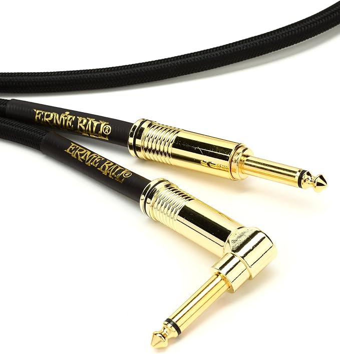Ernie Ball Braided Instrument Cable, Straight/Angle, 18ft, Black (P06086)