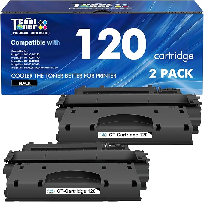 120 Toner Cartridges Compatible for Canon 120 CRG-120 CRG120 ImageCLASS D1120 D1550 D1150 D1320 D1350 D1300 D1520 D1500 D1100 D1370 D1180 D1170 MF6680DN MF417dw Printer (Black, 2-Pack)