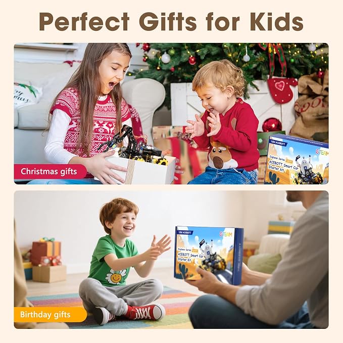 ACEBOTT Robotics for Kids Ages 8-12, Smart Robot Arm Car Kit with 5DOF, STEM Toys for Boys Age 8-12 12-16+, ESP32 Arduino/Python/Blockly Coding, App & Remote Control, STEM DIY Gift for Teens & Adults
