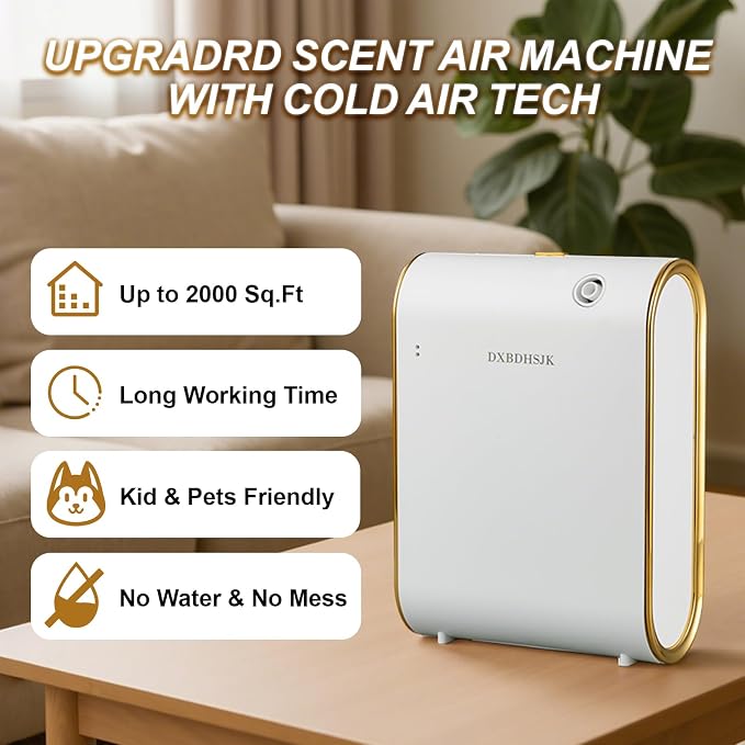 Home Bluetooth Smart Waterless Aromatherapy Machine, Essential Oil Diffuser, with Fragrance Coverage of up to 2000 Square feet, Suitable for Home, Hotel, Restaurant, Office, and spa Center.(White)