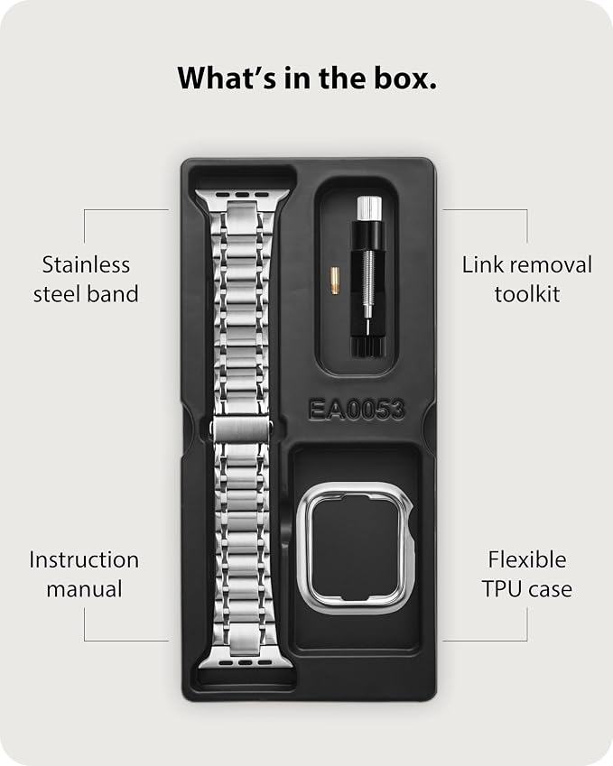 Fullmosa Bands Compatible with Apple Watch Band 45mm 44mm 42mm, Stainless Steel iWatch Band with Case for Apple Watch Series 9 8 7 6 5 4 3 2 1 SE3/2/1, Silver