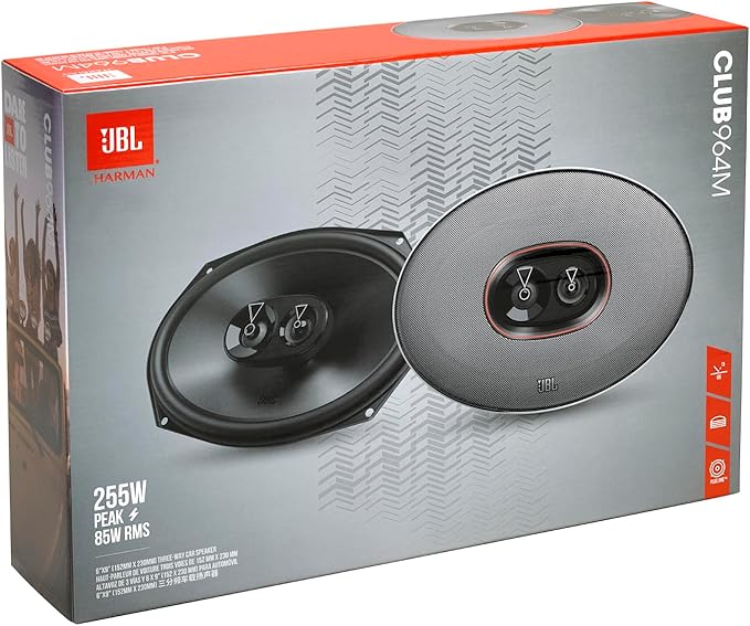 JBL Club 964M - 6"x9" (152mm x 230mm) Three-Way Car Speaker, 85W RMS, 255W Peak, Sensitivity (@ 2.83V): 93dB, Frequency Response: 50Hz – 20kHz, Nominal Impedance: 3.0 ohms