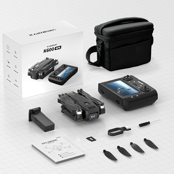 K600GPS Brushless Drones with EIS Camera for Adults Beginners Kids, Drone with 4.5'' Screen on Controller, FPV Drone with Auto Return Follow Me Mode, Drone with GPS for Adult Holiday Gifts, Under 249g