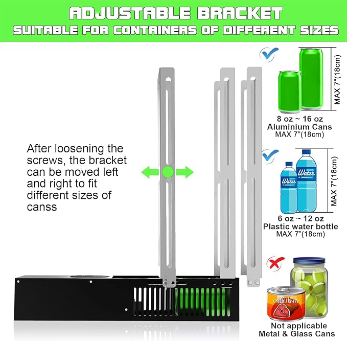 Electric Can Crusher, Automatic Can Compactor for Recycling 8oz, 12oz, 16oz, Filling up 8 Cans at a Time, Bottle Crusher for Recycling Aluminum Soda Water, Cola and Beer Cans