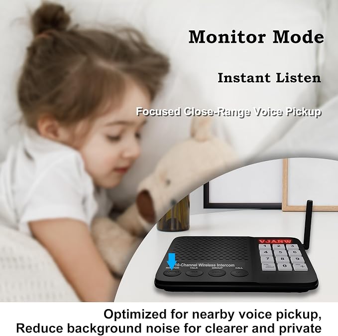 Intercoms Wireless for Home: Push to Talk, One to Many Group Broadcast, Voice Activated Monitor for Home, Ring Alert Call, 6000FT Long Range, Speak Closer for Clearer, More Private Communication