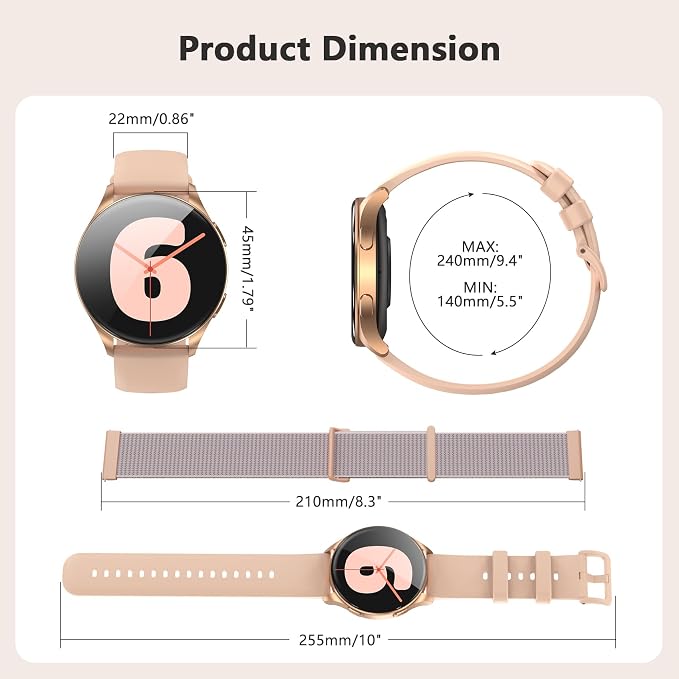 Blackview Smart Watch for Women(Make/Answer Calls), 1.43''AMOLED Touchscreen Fitness Tracker with 100+ Sports Modes, Heart Rate/SpO2/Sleep Monitor/2 Straps, Smartwatch for iPhone & Android