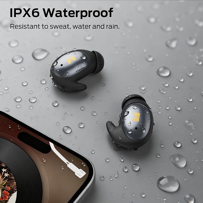 Monster Sleep Ear100 Ear Buds, Sleep Headphones with Stereo Sound, Design for Side Sleeper, 32H Playtime, Bluetooth 6.0, ENC Noise Cancelling, IPX6 Waterproof Mini Earbuds, Black