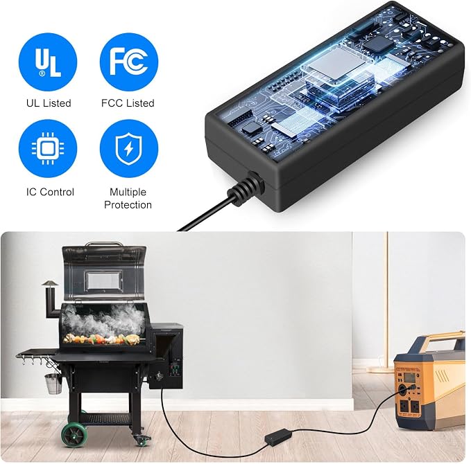 12V 10 Amp Power Supply Converter Adapter Plug Compatible with GMG Green Mountain Grills Davy Crockett Power Converter Adapter Style P-1001 GMG-ADP10A GMGADP10A