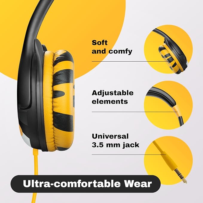 Kidrox Wired Toddler Headphones for 1-7 Years Old — 85dB Volume Limited Baby Headphones for Plane and Car Travel — Children Headset for Airplane, iPad and Tablet, Kids Headphone with Cord for Children