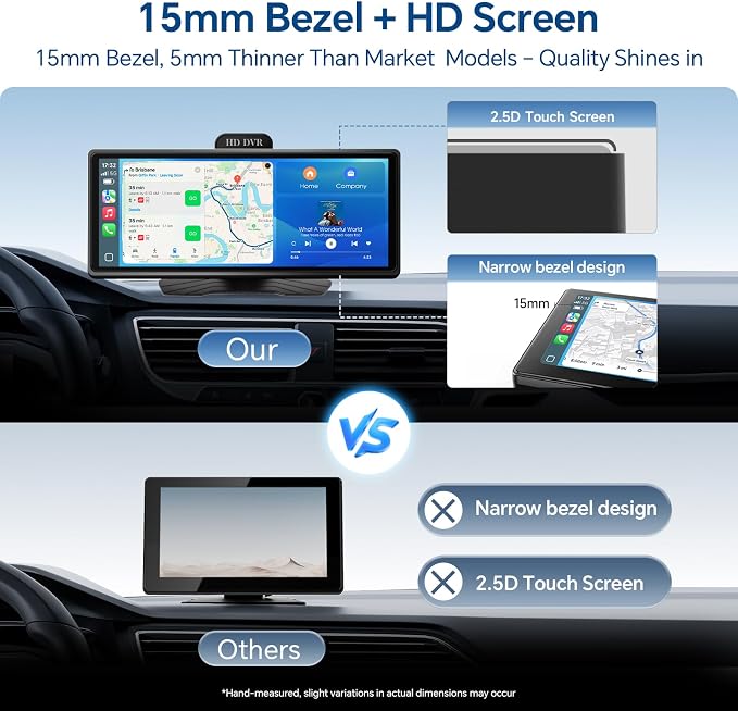 Haudio Portable Wireless Carplay Car Stereo, 10.26" HD Touchscreen for Car with CarPlay & Android Auto with Backup Camera, GPS, Bluetooth, Voice Control, Mirror Link, FM, AUX, Universal Fit