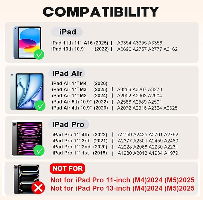BABG for iPad 10th 11th (A16) Case with Keyboard&iPad Air 11(M4,M3,M2),360°Swivel,7 Use Modes,Rainbow Backlight Keyboard for iPad Pro 11(1st/2nd/3rd/4th Gen)&iPad Air 5th/Air 4th-Space Black