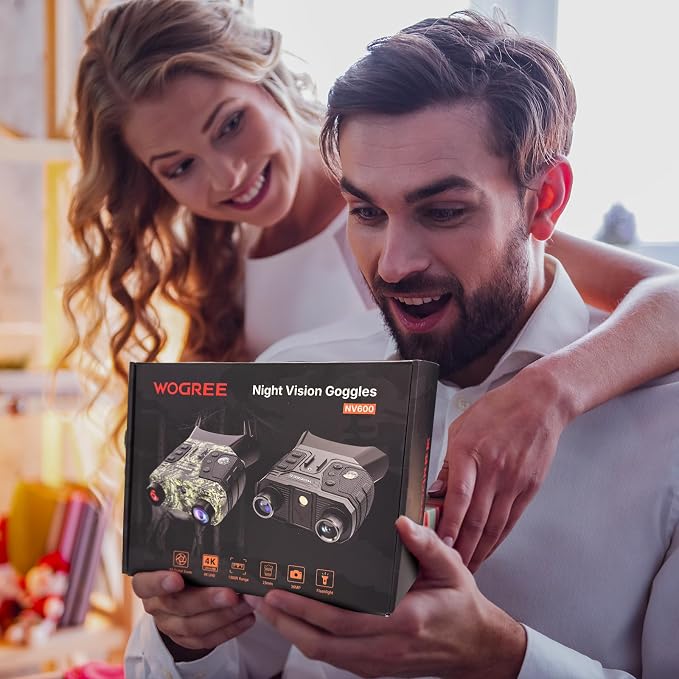 Night Vision Goggles, 4K Night Vision Binoculars for Adults, 36MP Photo, 5000mAh Rechargeable Battery, 1300FT Range, 8X Digital Zoom, Infrared Vision, 32GB SD, Flashlight & Compass for Camping