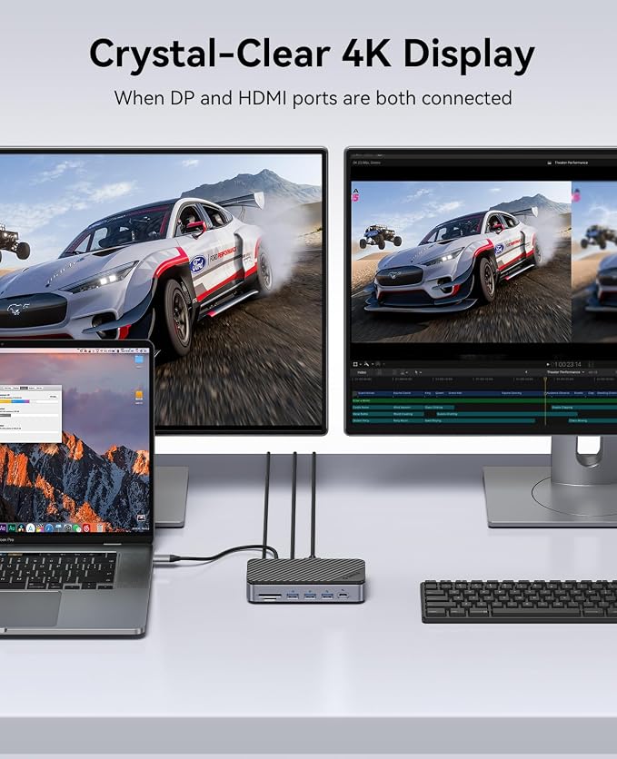 ORICO 12-in-1 USB C Hub with m.2 ssd Enclosure, USB C Docking Station Dual Monitor HDMI DP 8K@30Hz/4K@60Hz, 10Gbps USB, Gigabit Ethernet, 100W PD, SD TF Reader for Mac & Windows Laptops M2P11
