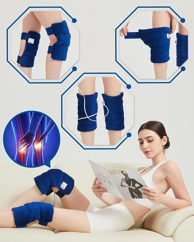 Knee Heating Pad for Arthritic, 2PCS Super Soft Electric Heat Pad for Leg, 20s Fast Heating Knees Warmers with 10-90min Auto-Off Timer, 86-158℉ Heat Level (No Battery, No Vibration)