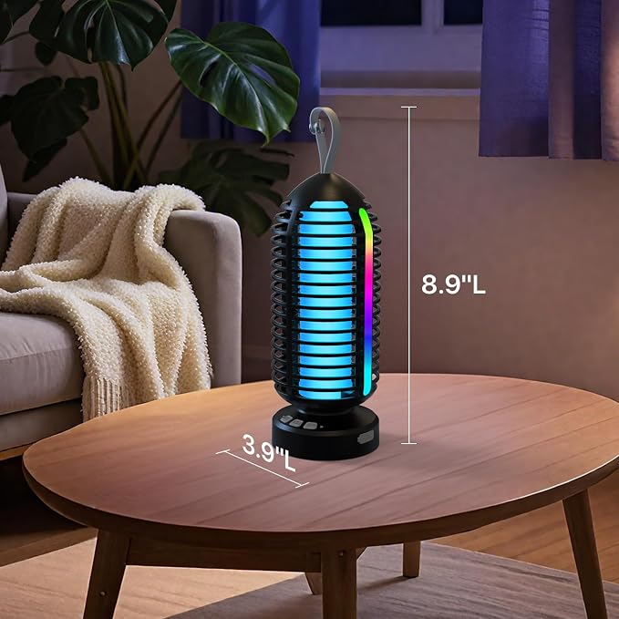 OnBeam Bug Zapper Indoor Electric Mosquito Zapper Outdoor Fly Zapper | Auto On/Off, 4000mAh Rechargeable Battery, Color Changing LED Lights, for Bedroom, Backyard, Patio, Camping
